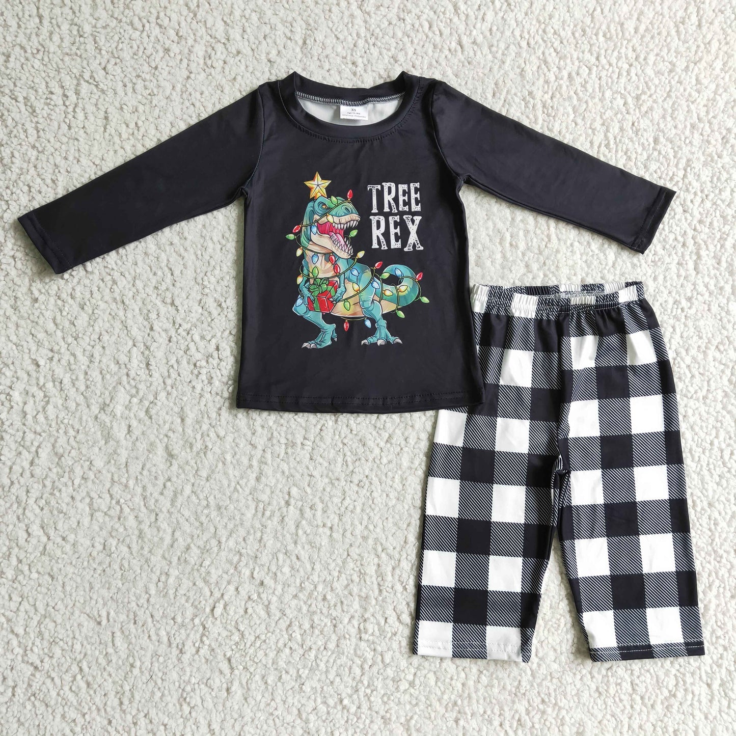 Dinosaur Christmas light boy clothing set