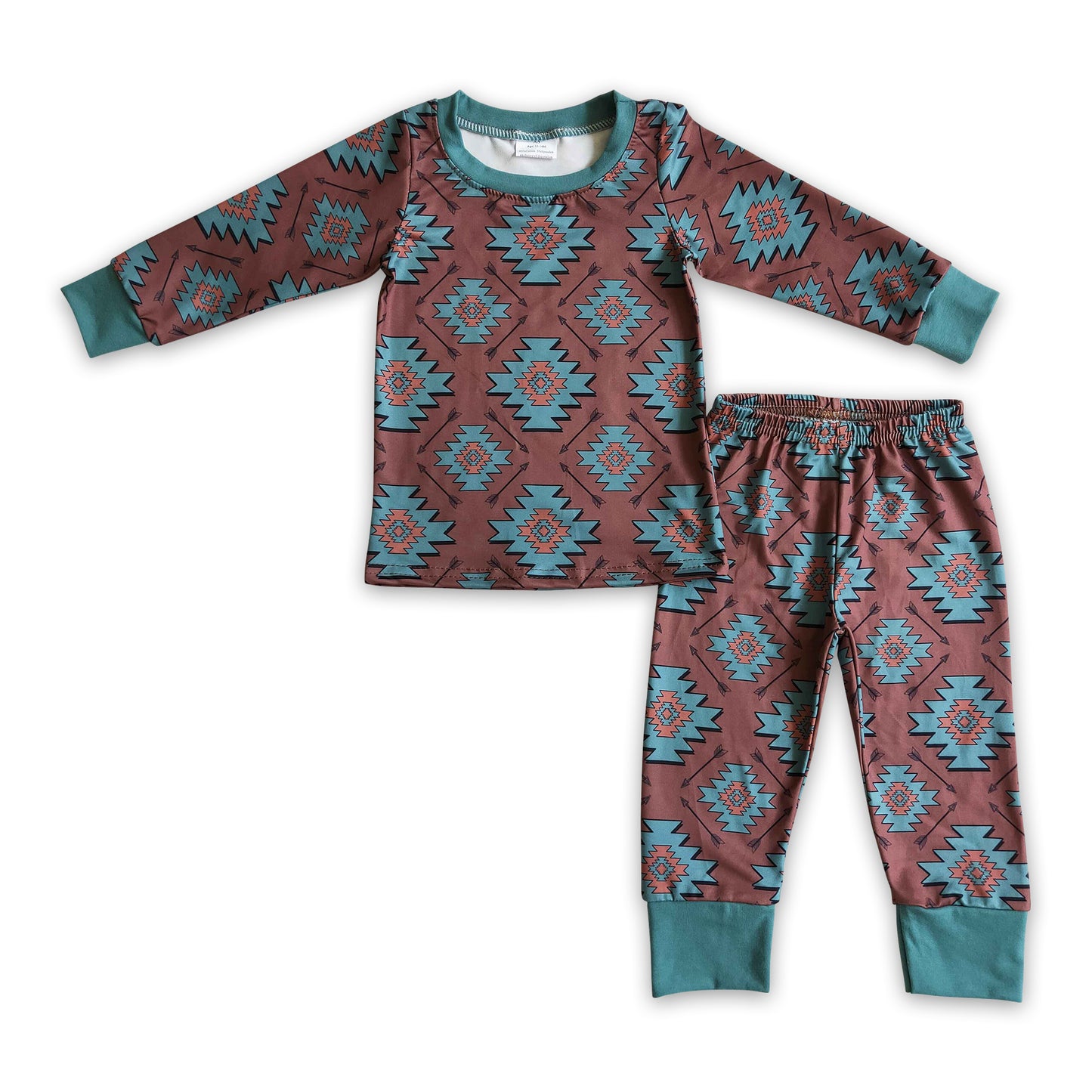 Brown aztec kids boy western pajamas