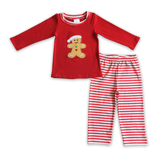 Gingerbread embroidery kids boy Christmas outfits