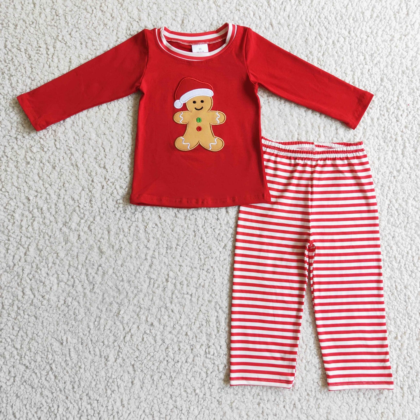 Gingerbread embroidery kids boy Christmas outfits