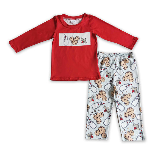 biscuit milk print kids boy Christmas clothes