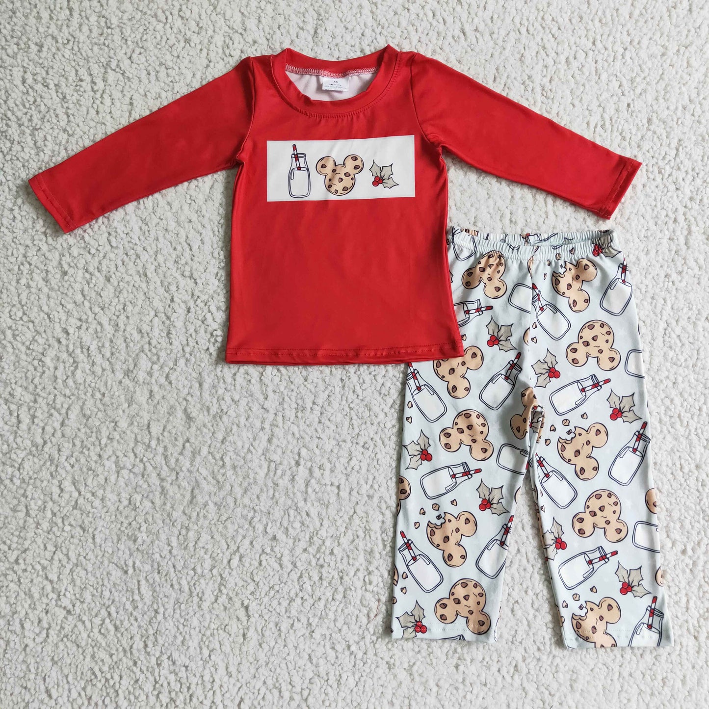 biscuit milk print kids boy Christmas clothes