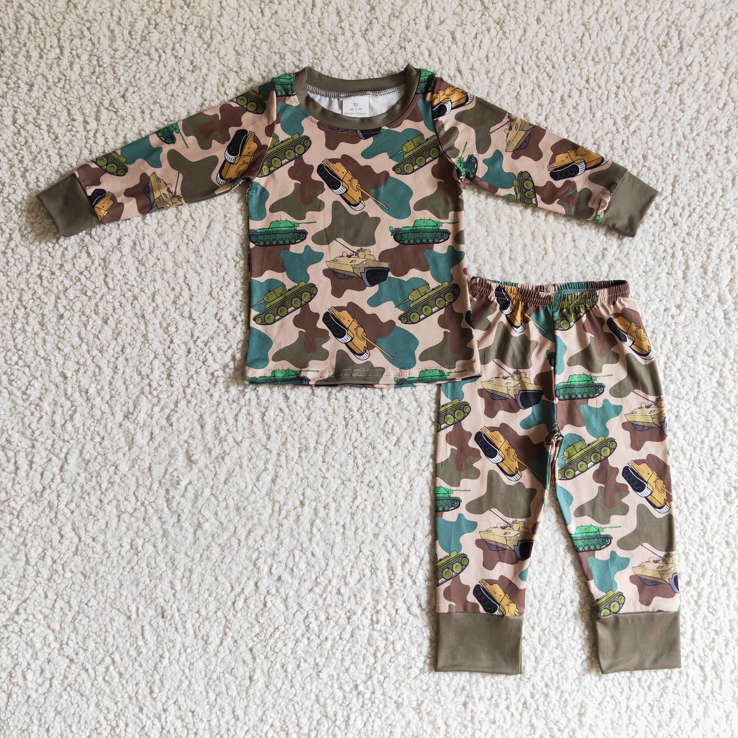 Camo tank print long sleeves kids boy pajamas