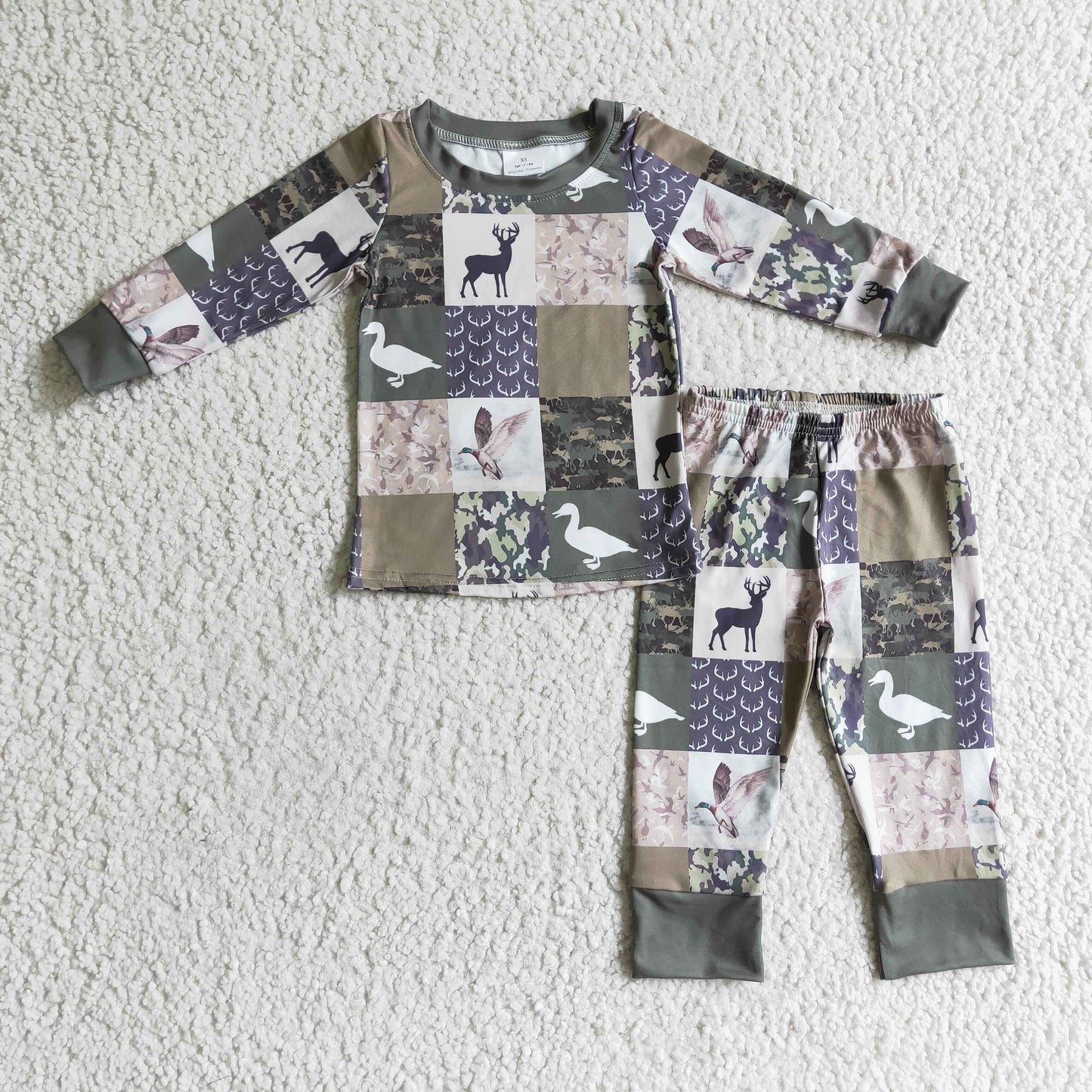 Duck deer camo patchwork kids boy hunting pajamas