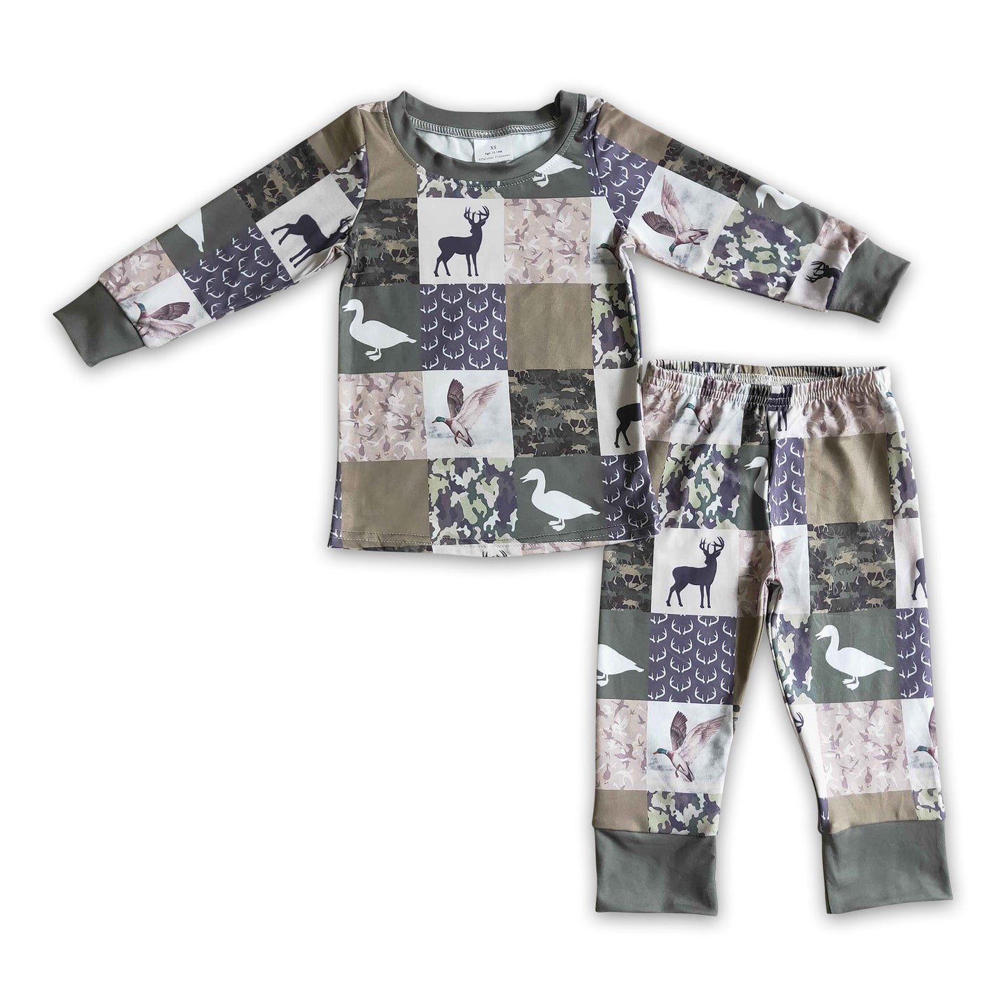 Duck deer camo patchwork kids boy hunting pajamas