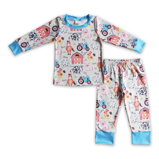 Cow horse pig chicken kids boy farm pajamas