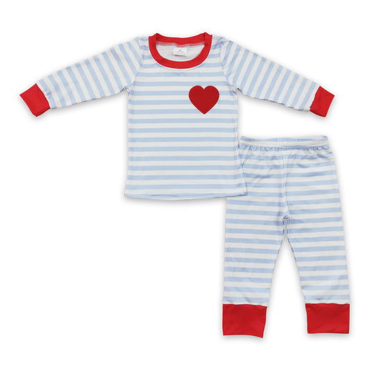 Red heart embroidery baby kids valentine's pajamas