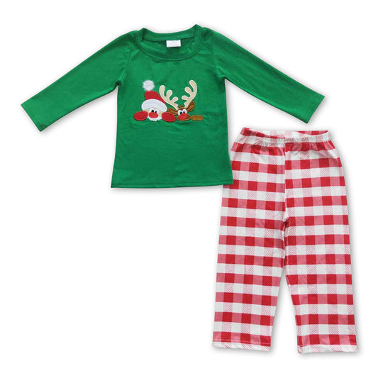 Deer top plaid pants boy Christmas clothes