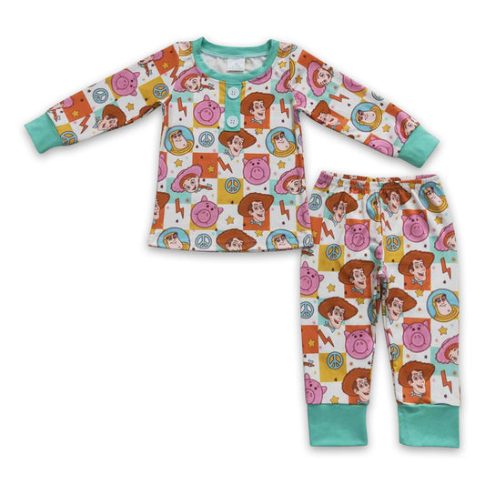 Long sleeves pig toy kids boy pajamas