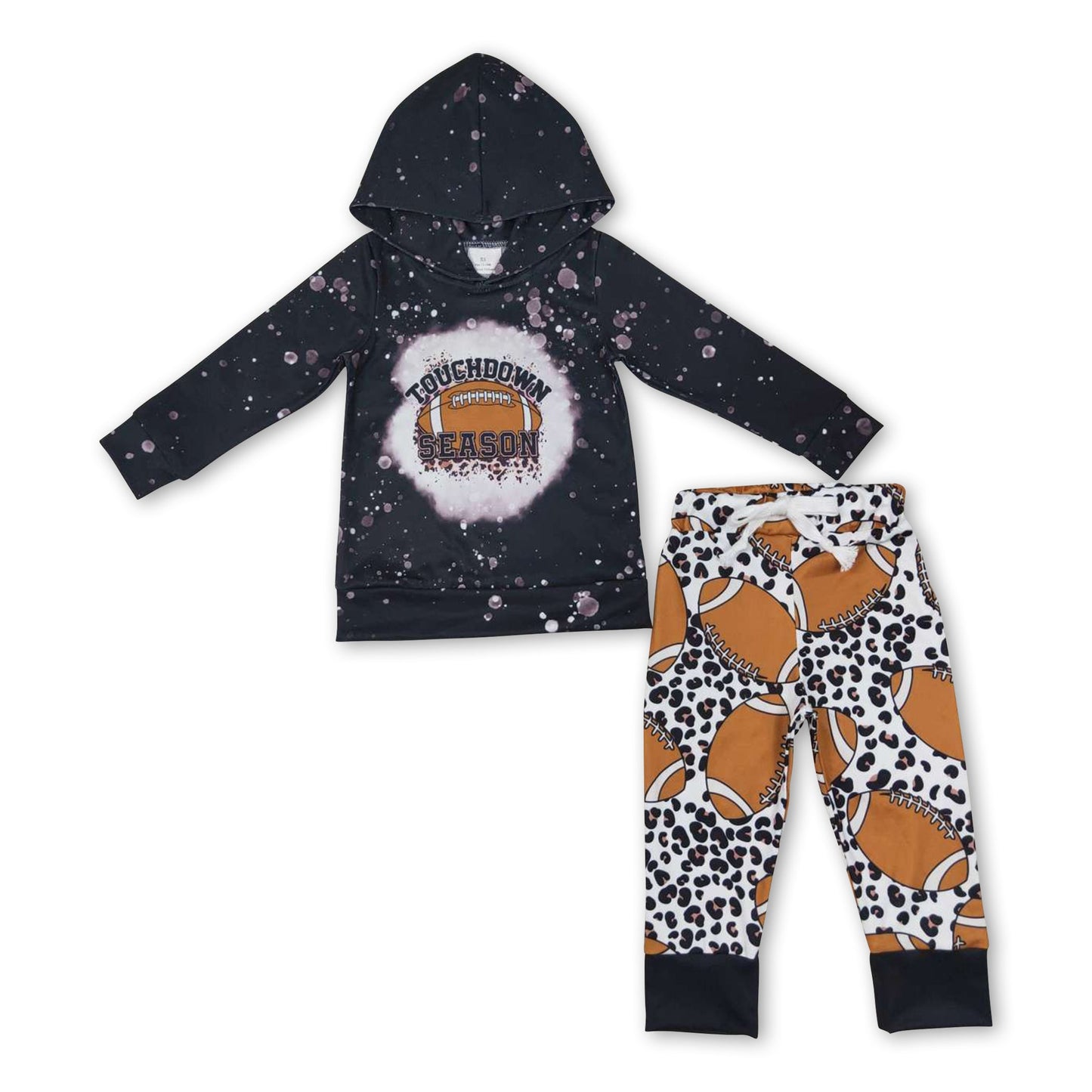 Touch down season football leopars kids hoodie set