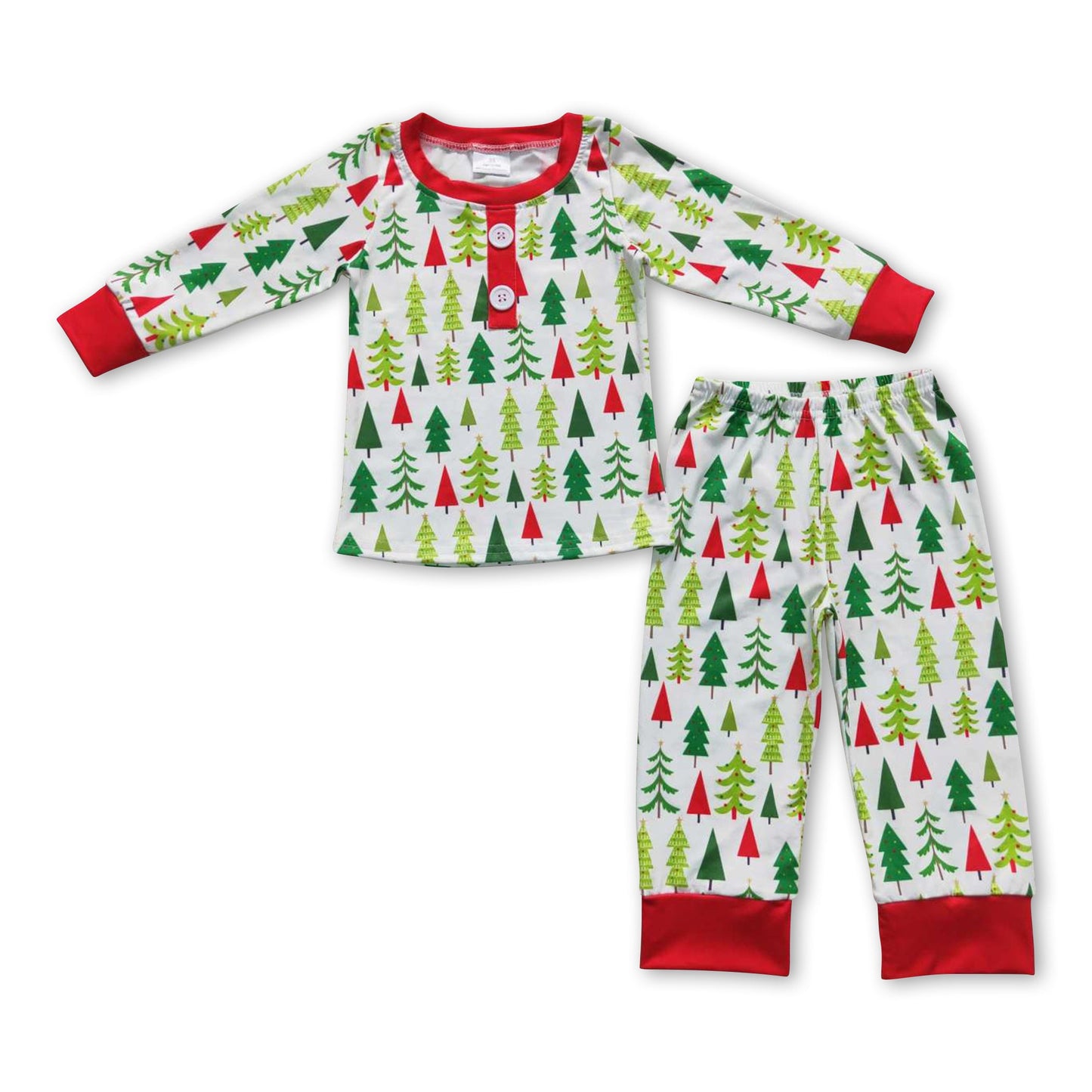 Long sleeves Christmas tree baby boy pajamas