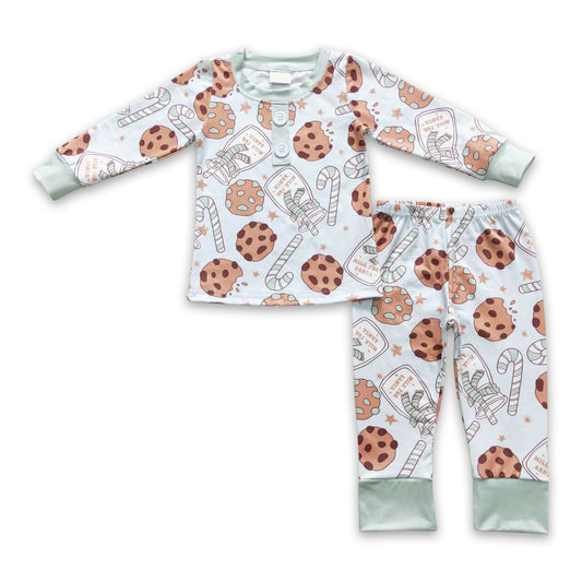 Cookie milk candy cane kids boy Christmas pajamas