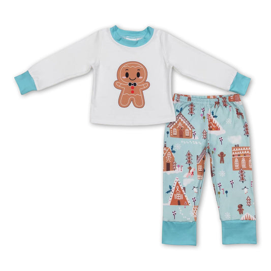 Gingerbread candy house kids boy Christmas pajamas