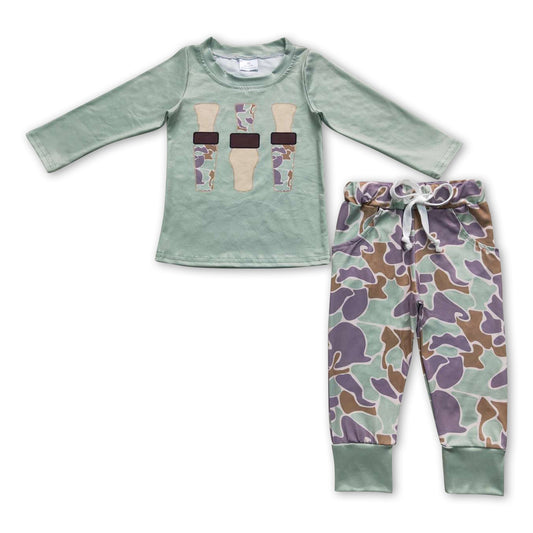 Duck call top camo pants kids boy clothing set