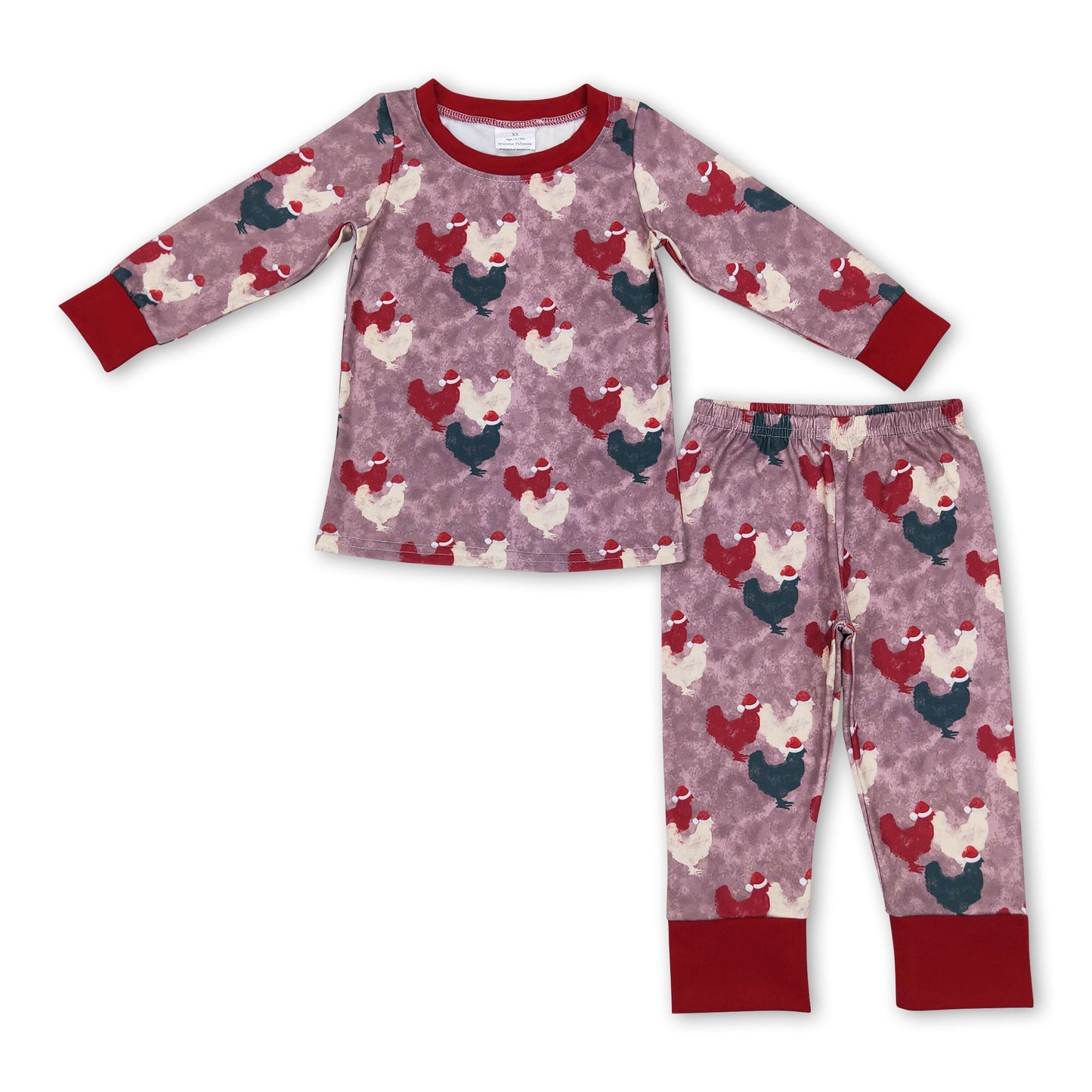 Christmas hat chicken long sleeves baby kids pajamas