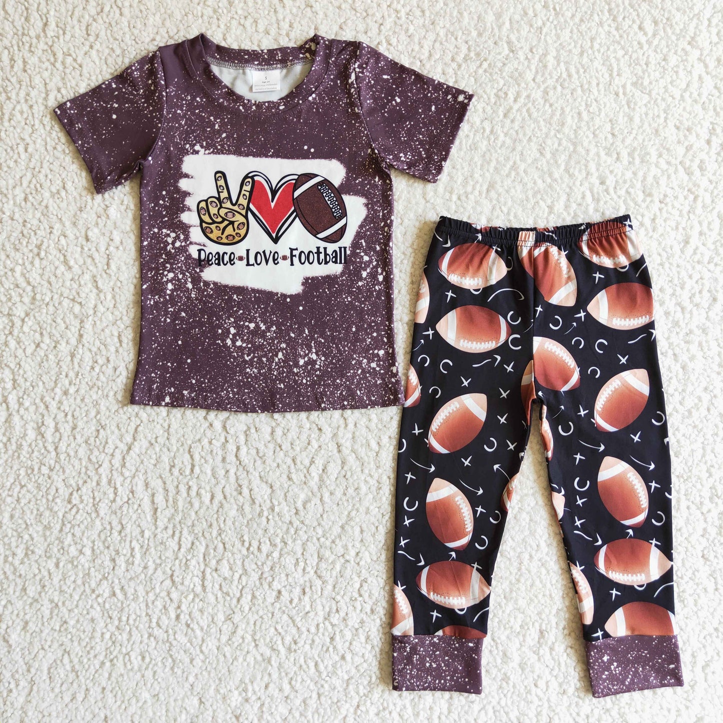 Peace love football kids boy clothing set