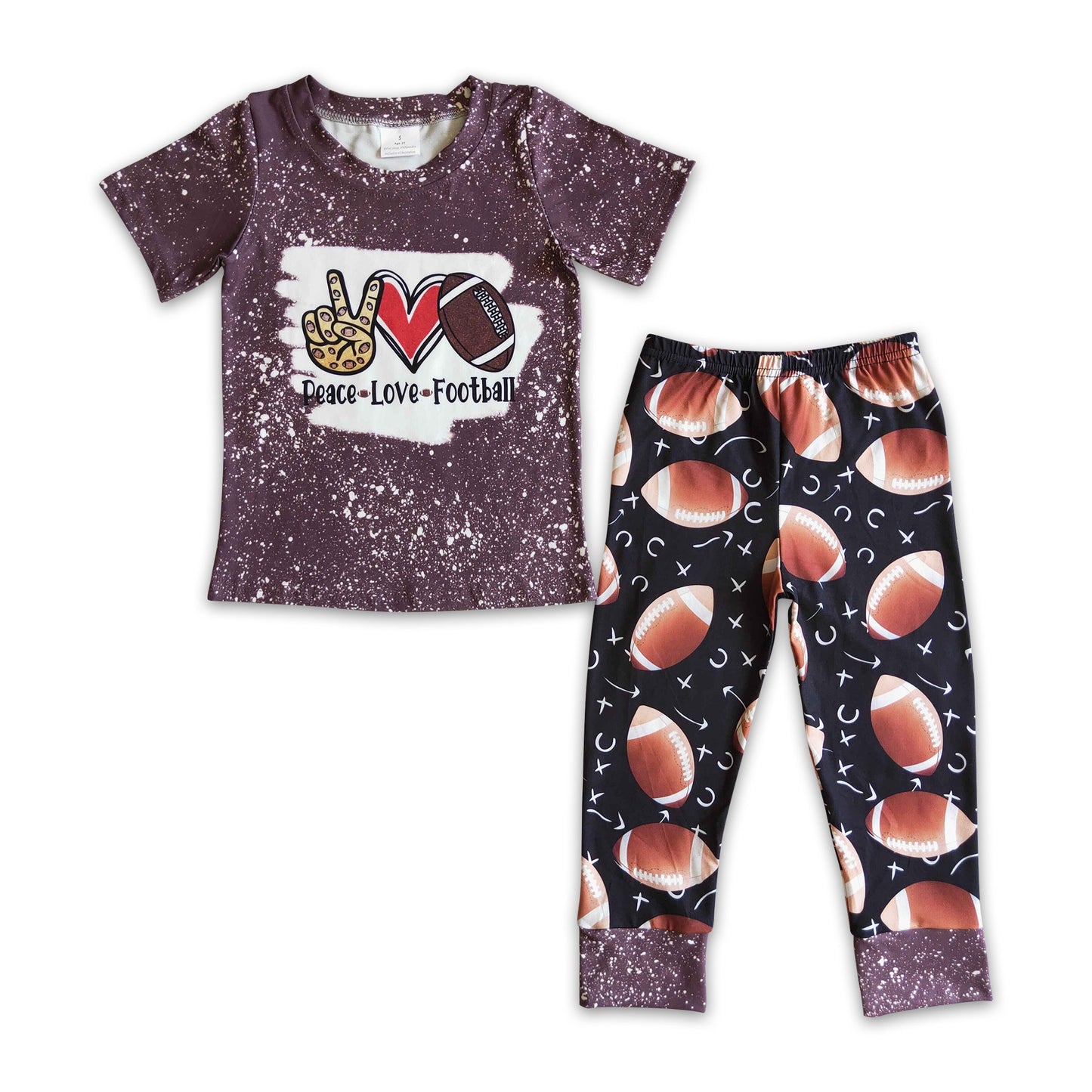 Peace love football kids boy clothing set