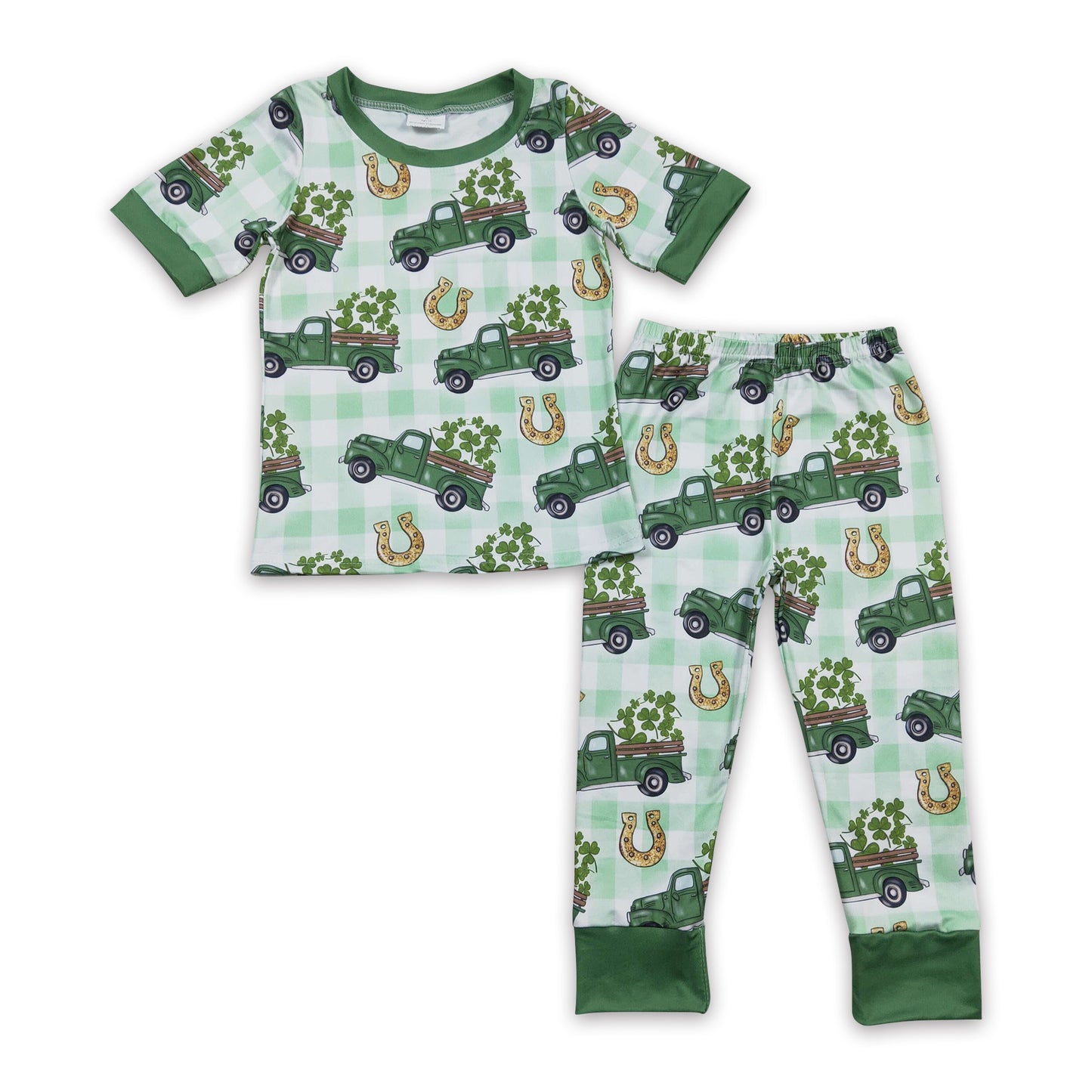 Green truck clover kids boy st patrick's day pajamas