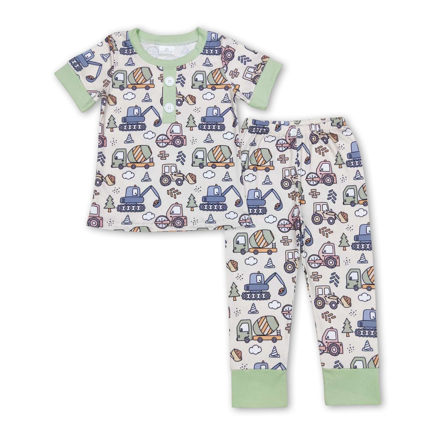 Short sleeves constructions kids boy pajamas