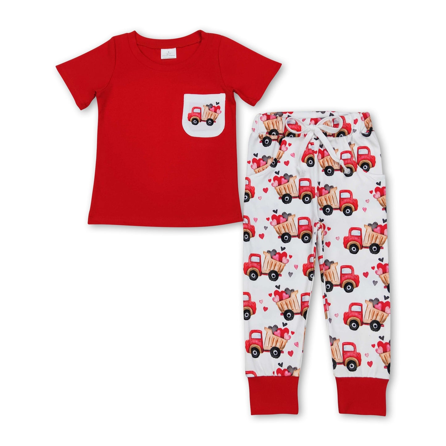 Heart truck pocket kids boys valentines outfits