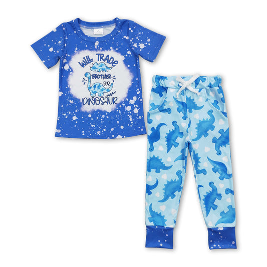 Blue dinosaur brother top pants boys clothing