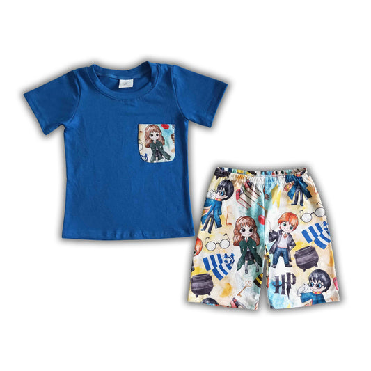 Blue shirt pocket boy magic boutique clothing