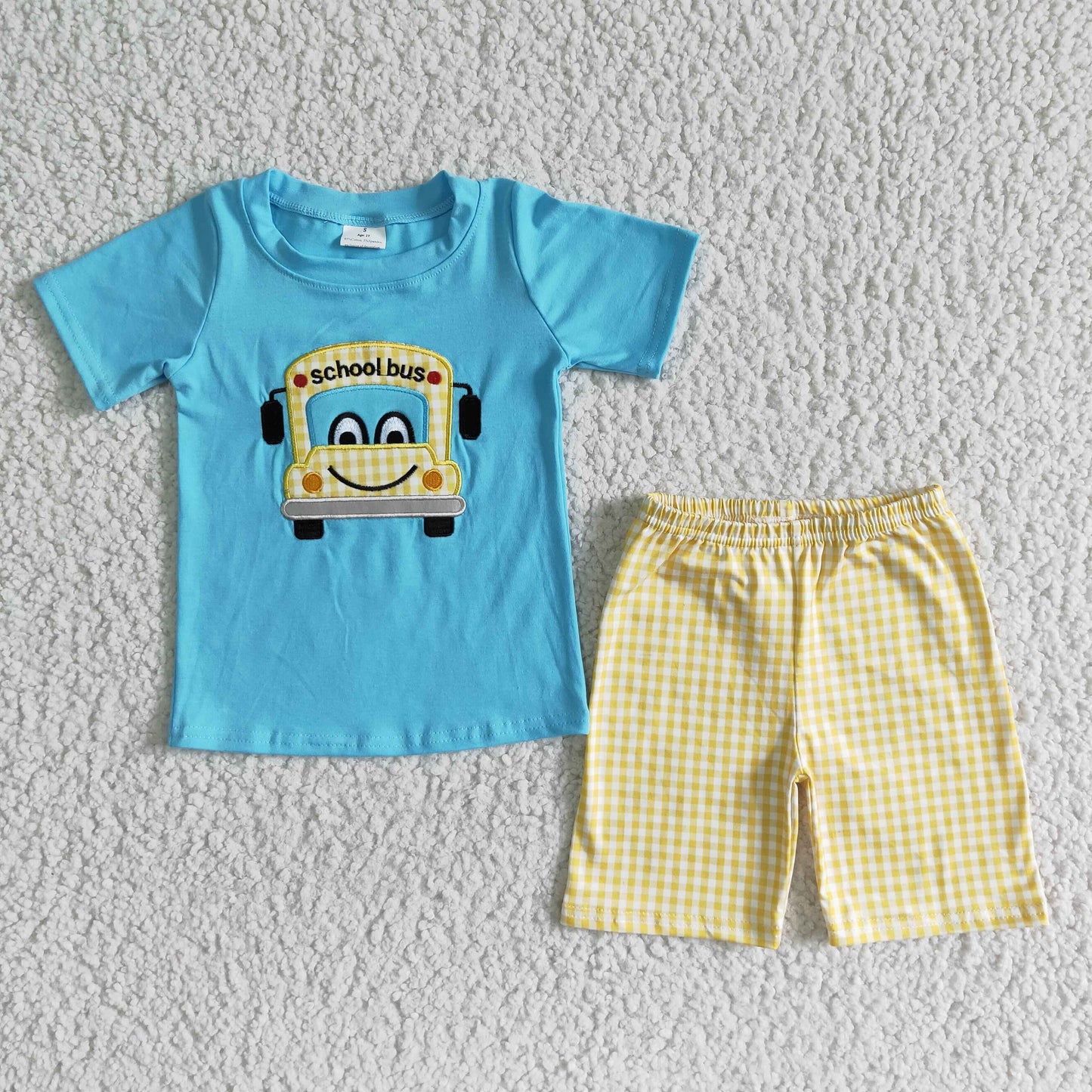 School bus embroidery boy back to school outfits