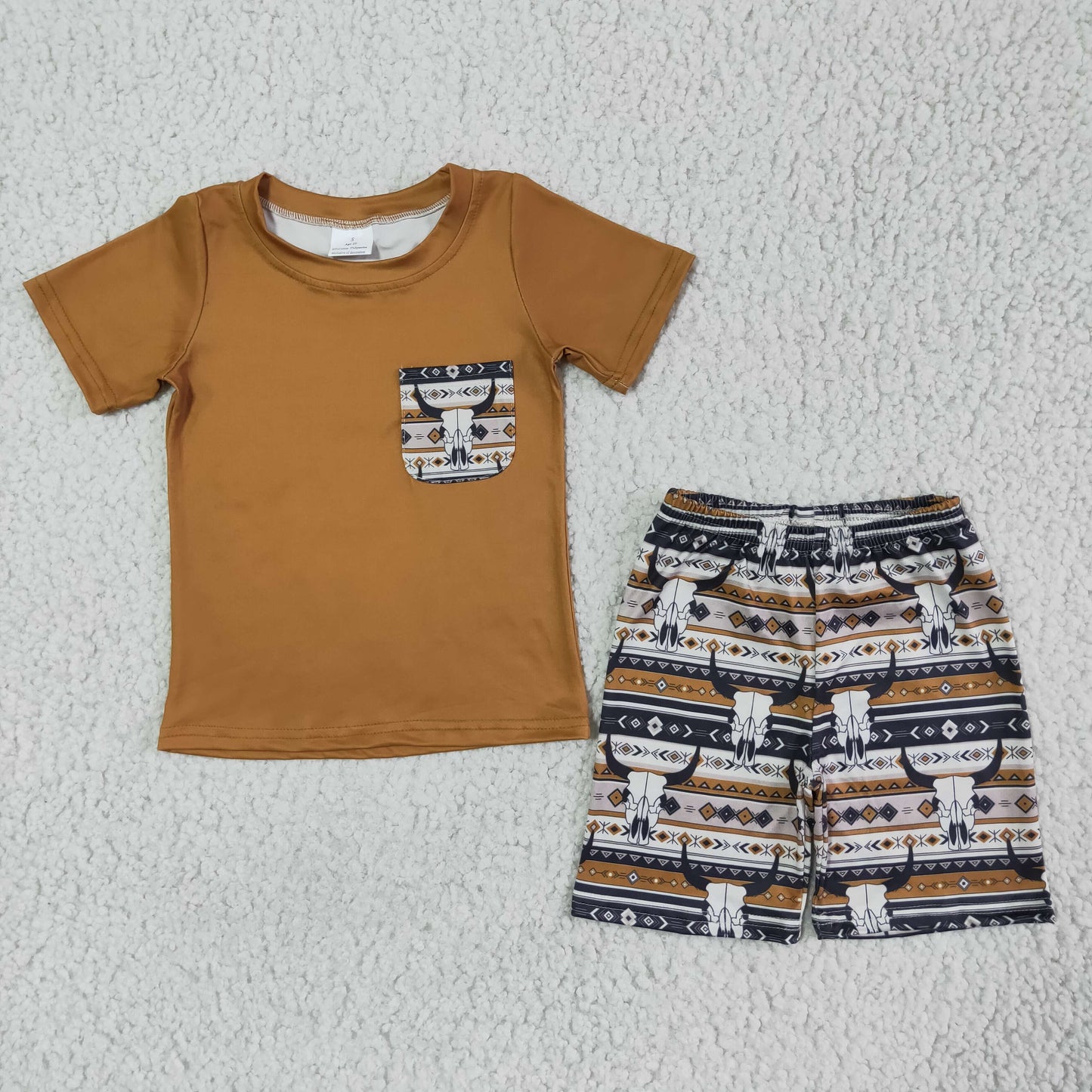 Bull skull pocket boy summer clothing set