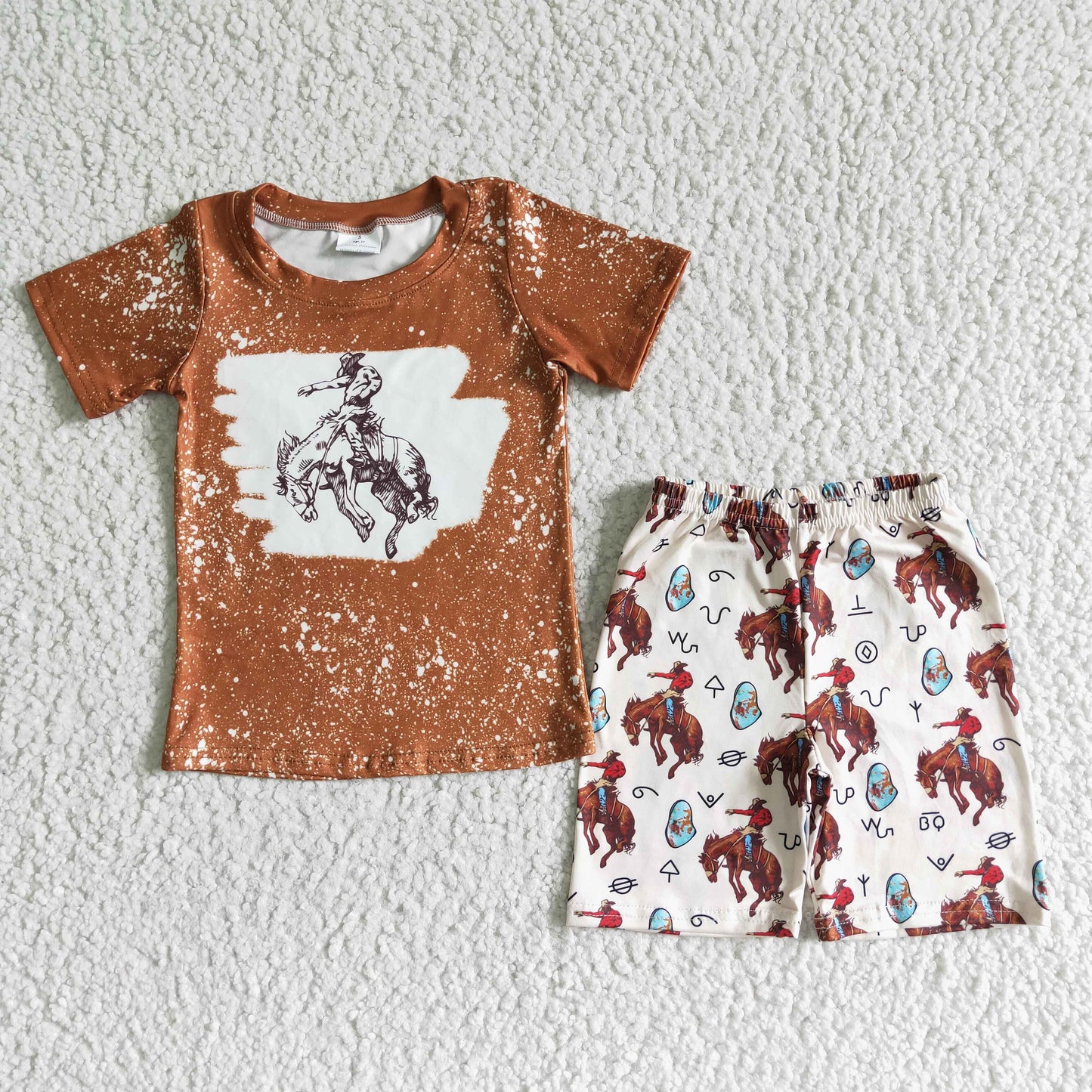 Horse rodeo boy summer clothing set