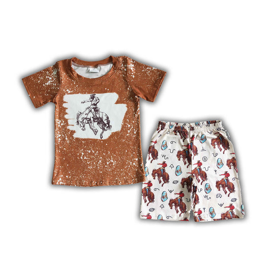 Horse rodeo boy summer clothing set