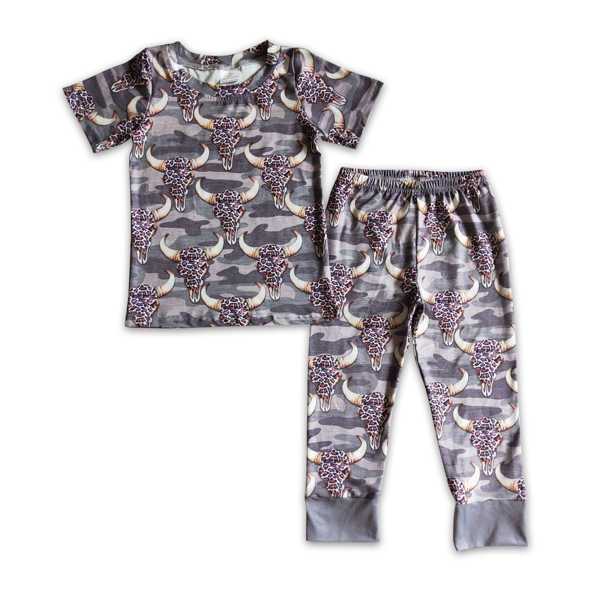Camo leopard cow boy short sleeve pajamas – Western kids clothes