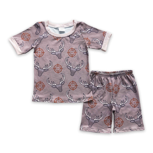 Deer short sleeves shirt shorts kids boy summer pajamas