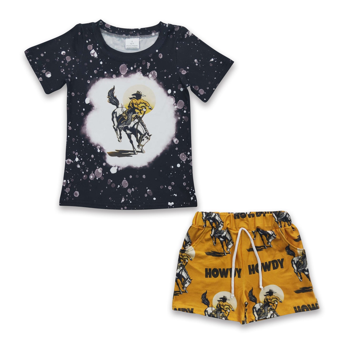 Bleached shirt howdy western kids boy clothing set