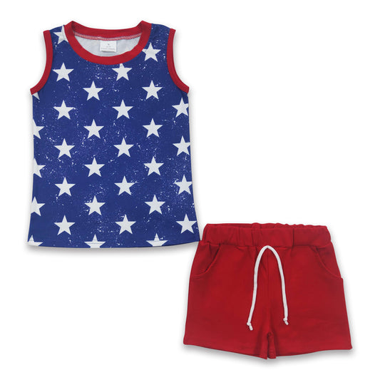 Stars shirt red shorts kids boy 4th of july outfits