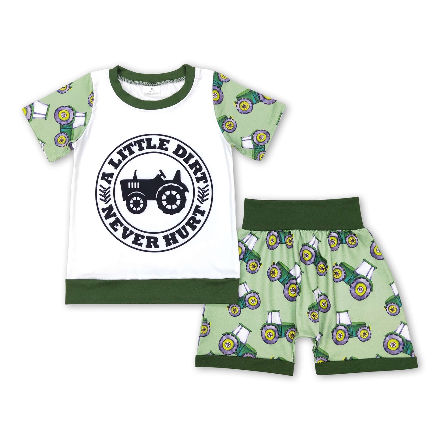 A little dirt never hurt tractor green kids boy summer clothes