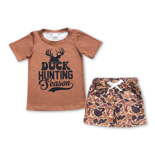 Brown duck hunting season camo shorts boy clothes