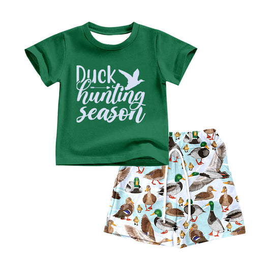 Green duck hunting season shirt shorts kids boy clothes