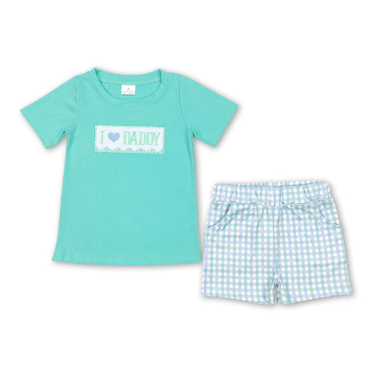 I love daddy top plaid shorts father's day boys outfits