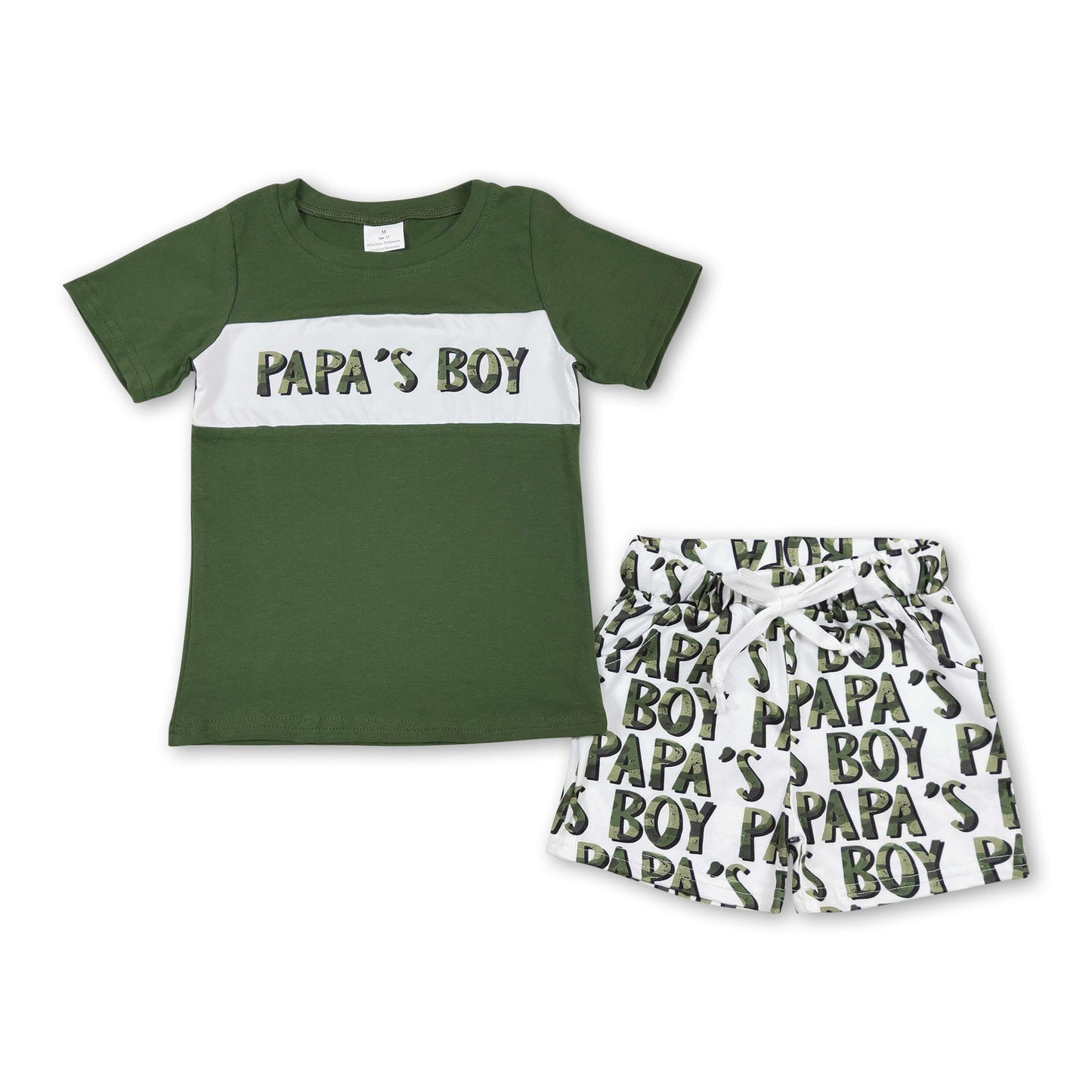 Olive papa's boy top camo shorts kids apparel