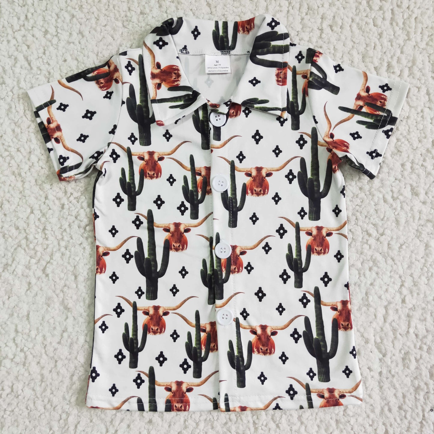 Cactus cow short sleeve kids boy polo shirt