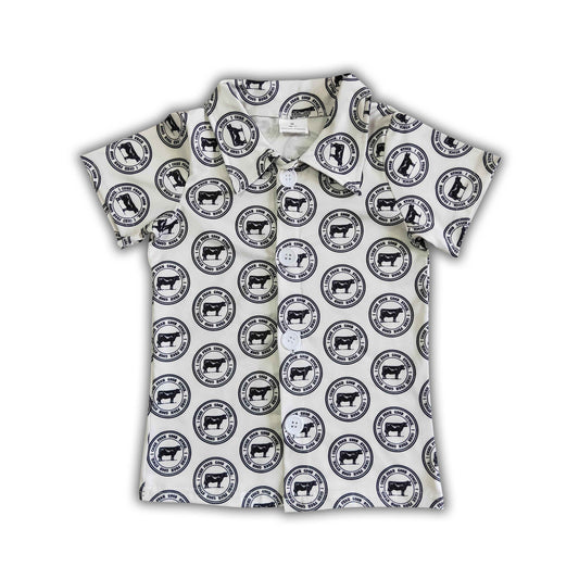 Short sleeve cows boy polo shirt