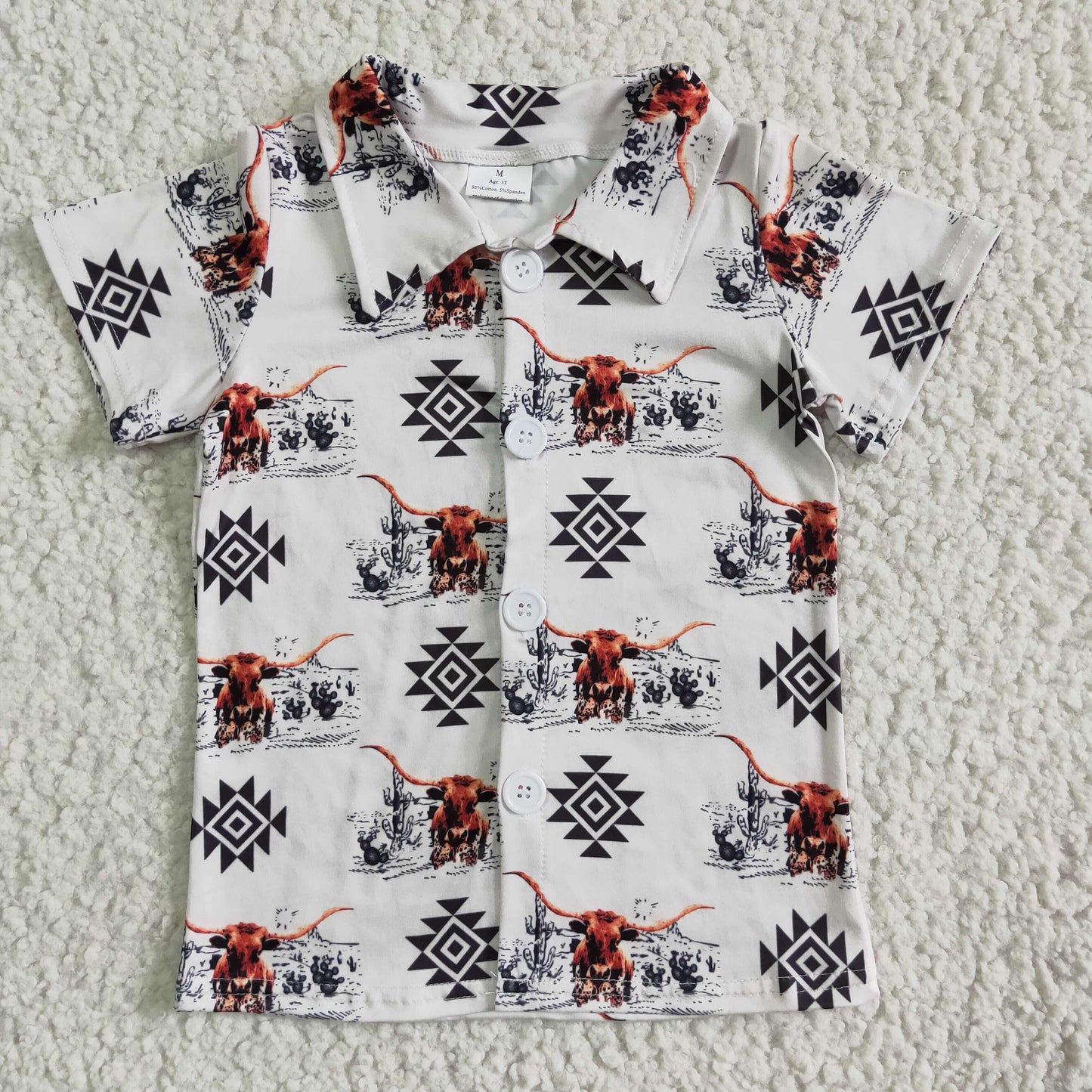 Aztec cow short sleeve kids boy polo shirt