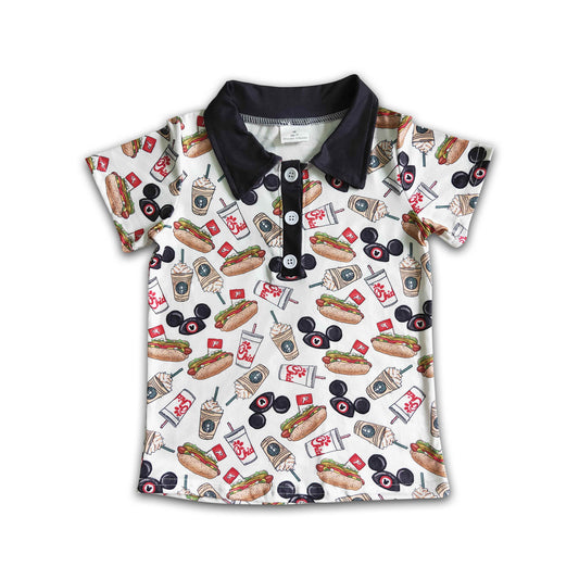 Short sleeve snacks print kids boy summer shirt