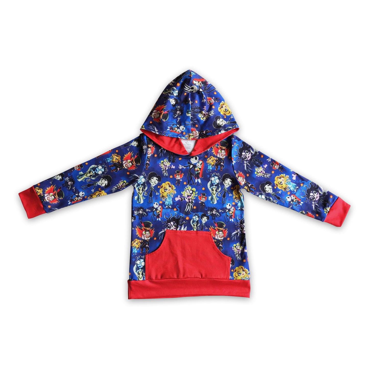 Skull red pocket kids Halloween hoodie