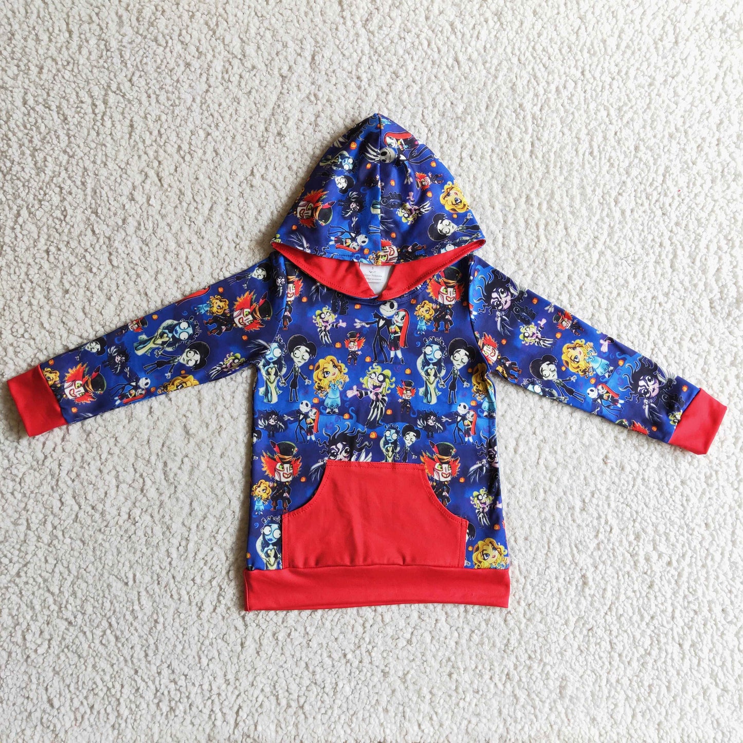 Skull red pocket kids Halloween hoodie