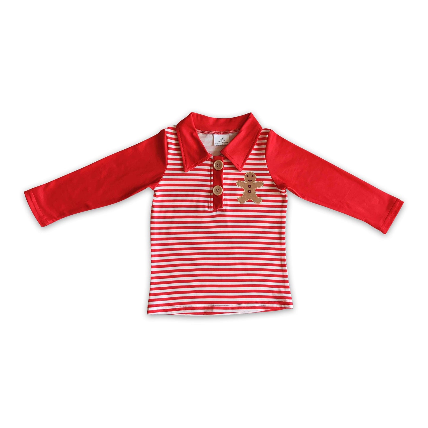 Gingerbread stripe long sleeves boy Christmas shirt