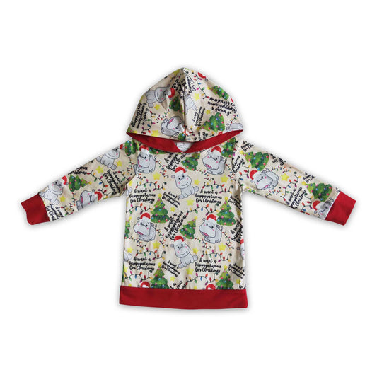 hippopotamus long sleeve baby kids Christmas hoodie