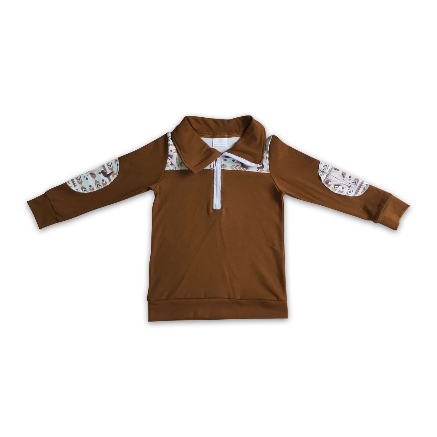 Bull skull kids boy zipper western fall pullover