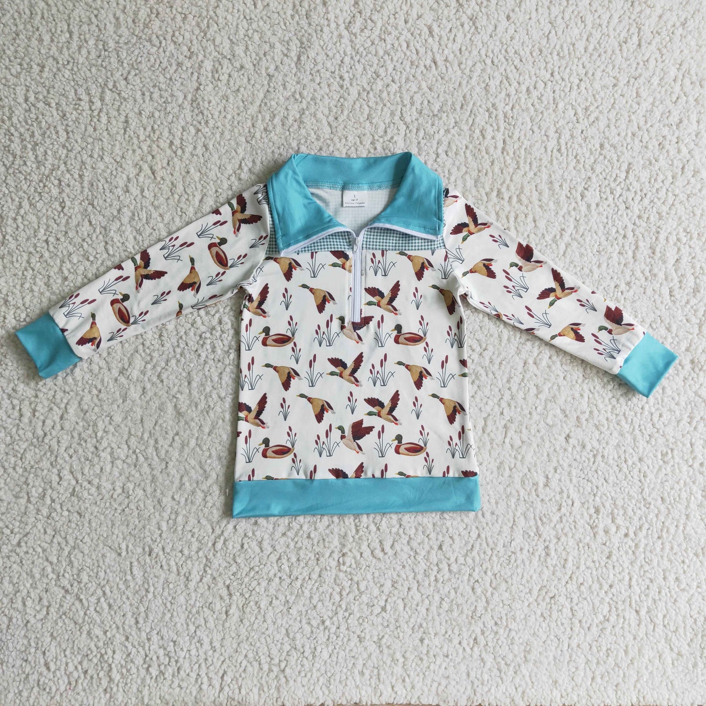 Duck print kids boy hunting zipper pullover