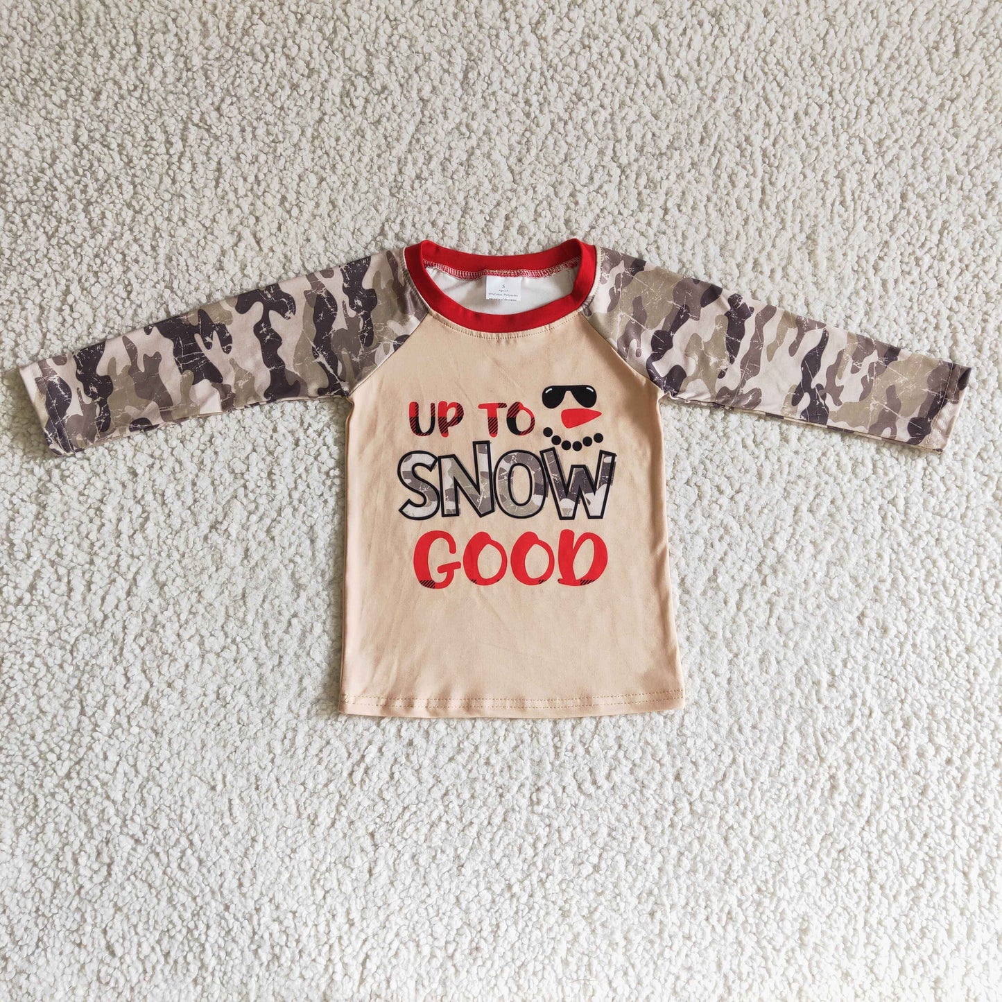 Up to snow good snowman camo boy Christmas shirt